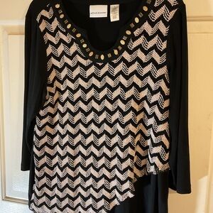 Alfred DUNNER Studded Chevron Top ASYMMETRICAL HEM M.44” chest